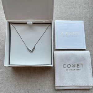 Stella & Dot Covet 14K White Gold Pavè Necklace (Chevron)